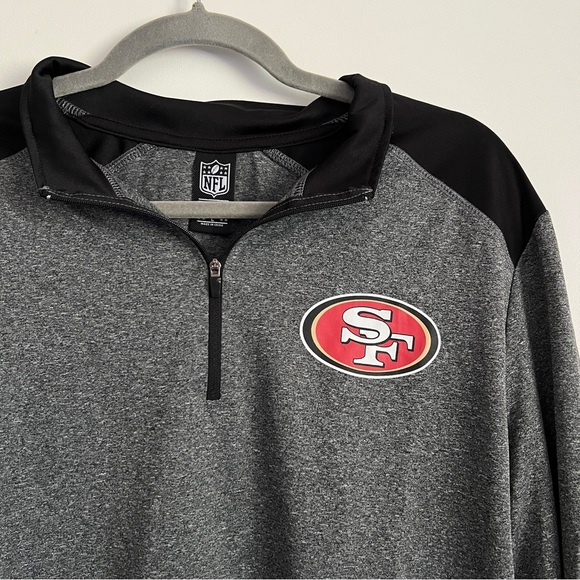 NFL 49ers Gray and Black Quarter-Zip Pullover with Logo-Men’s Size Large - Picture 2 of 6